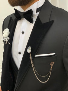 Vince Slim Fit Black Wedding Collection Tuxedo