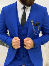 Laden Sie das Bild in den Galerie-Viewer, Monroe Slim Fit Sax Blue Stripe Suit
