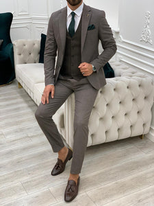 Phil Slim Fit Coffee Brown Combination Suit