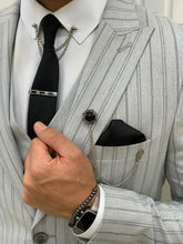 Load image into Gallery viewer, Monroe Slim Fit Light Grey Stripe Suit
