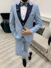 Charger l&#39;image dans la galerie, Connor Slim Fit Detachable Collar Ice Blue Groom Tuxedo
