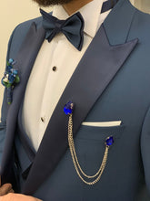 Charger l&#39;image dans la galerie, Connor Slim Fit Light Blue Dovetail Groom Tuxedo
