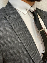 Laden Sie das Bild in den Galerie-Viewer, Noak Plaid Dark Grey Slim Suit

