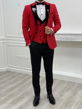 Load image into Gallery viewer, Brooks Slim Fit Groom Collection (Red Velvet Lapel Tuxedo)
